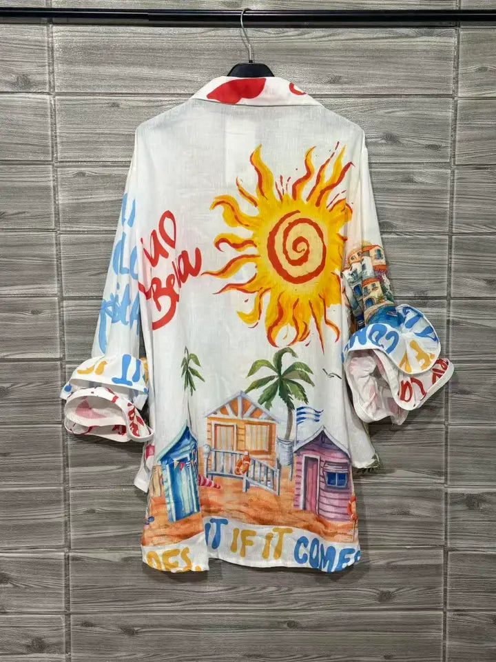 Multi Floral Vacation Top - One Size