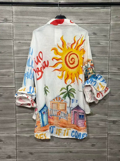 Multi Floral Vacation Top - One Size