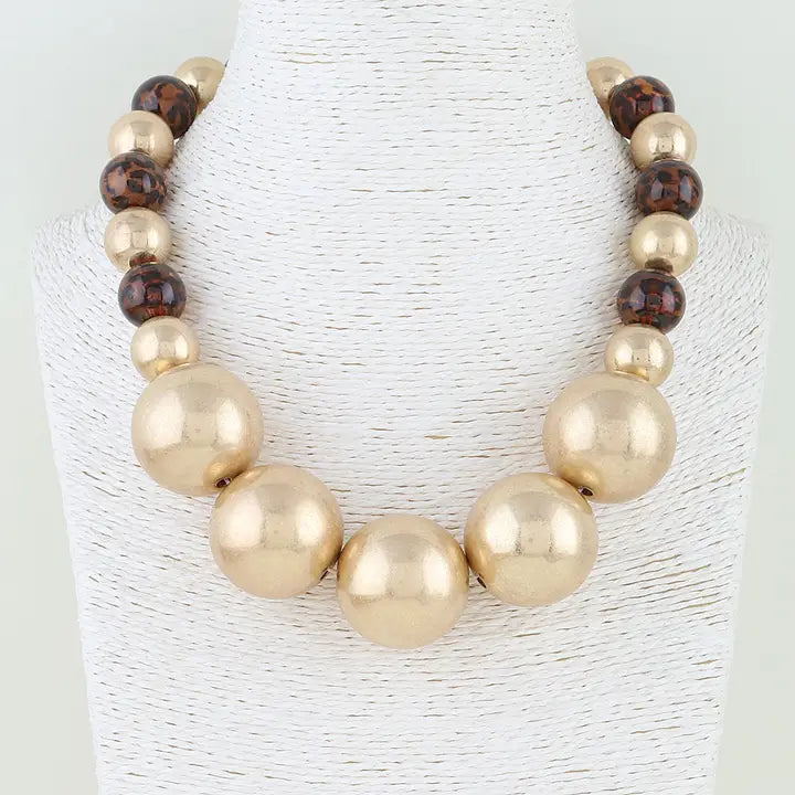 Gold Polished Beaded Necklace