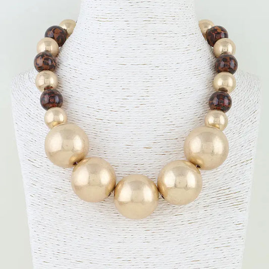Gold Polished Beaded Necklace
