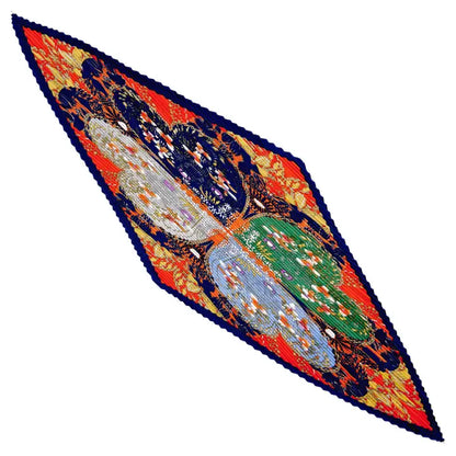 Orange Pleated Clover Scarf