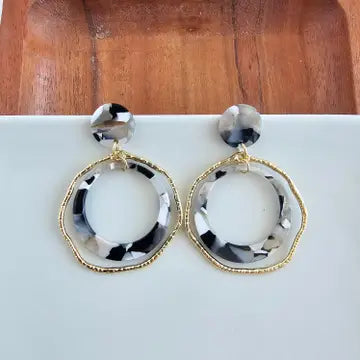 Ivory & Gold Hoop Earrings