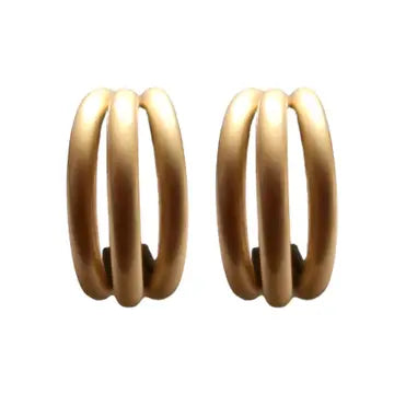 Gold Triple Statement Earrings