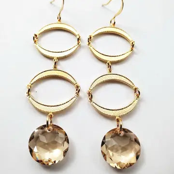 Double Crescent Golden Drop Earrings