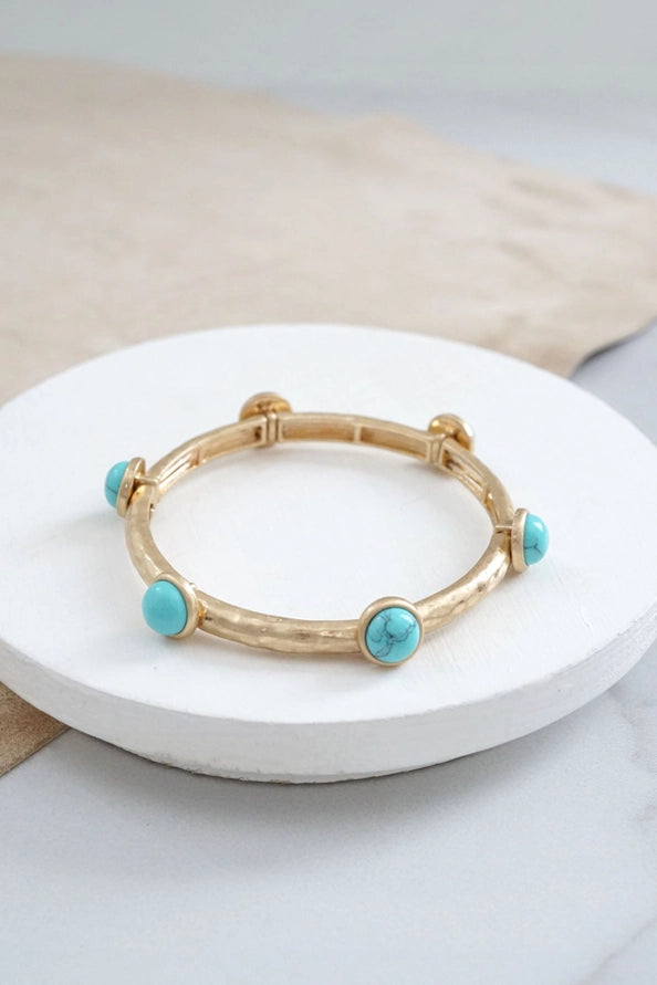 Turquoise Stone Gold Bangle