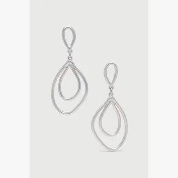 Silver Oval Double Drop Earring