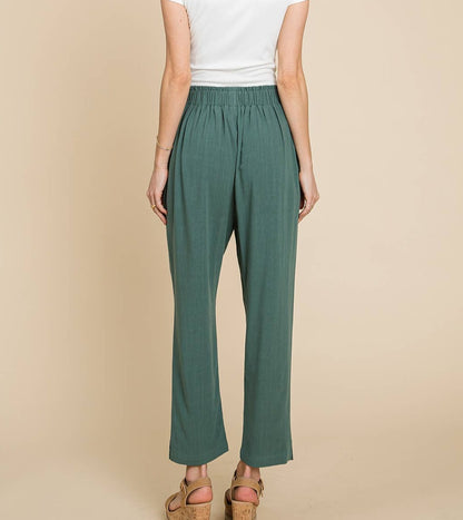 Sage Linen Capri Pants