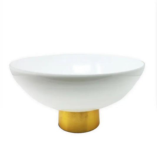 White Glass Bowl on Gold Base