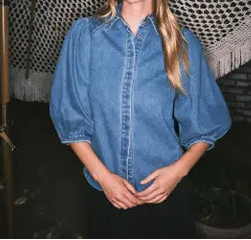Puff Sleeve Denim Top