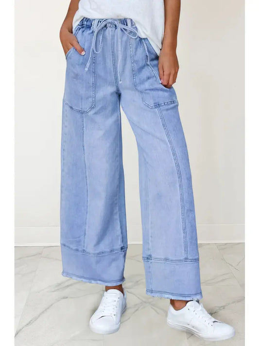 Wide Leg Drawstring Jeans