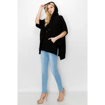 Hooded Black Poncho