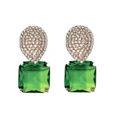 Retro Crystal and Peridot Drop Earrings