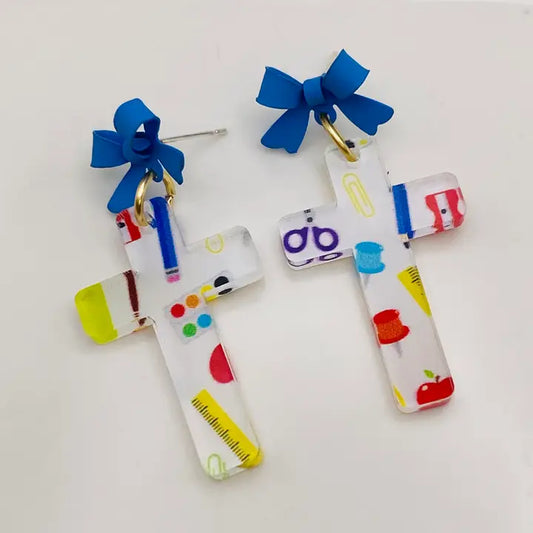 Teacher Cross Earrings