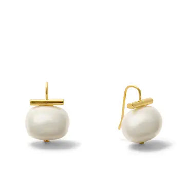 Catherine Canino Large Pebble Pearl 14k Over Brass Earrings