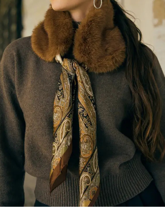 Brown Faux Fur Collar Scarf