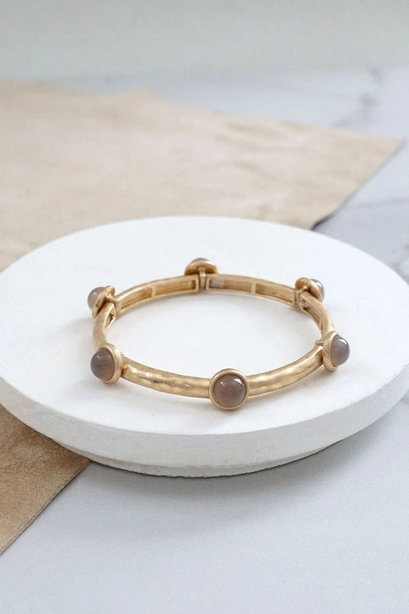 Jeweled Golden Bangle w/ Shiny Gold Grey