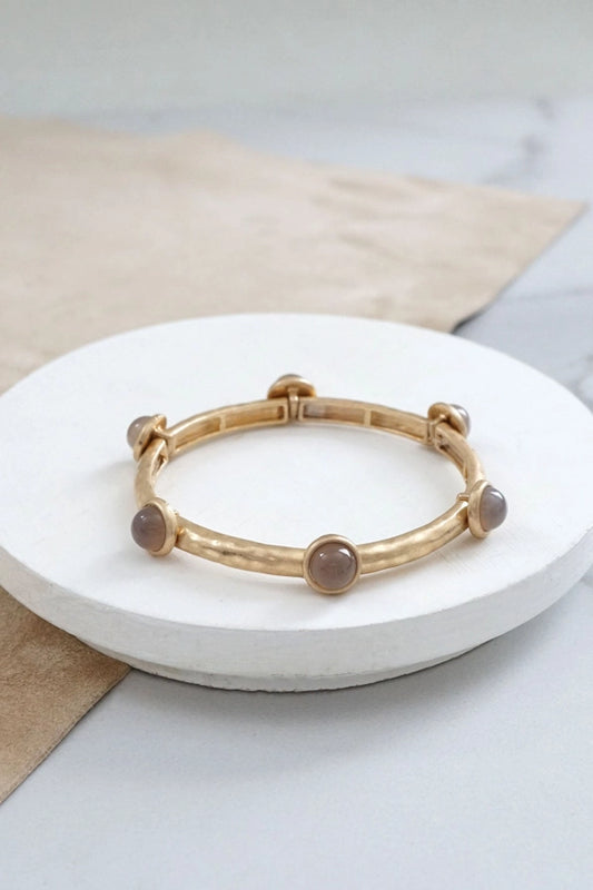 Jeweled Golden Bangle w/ Shiny Gold Grey