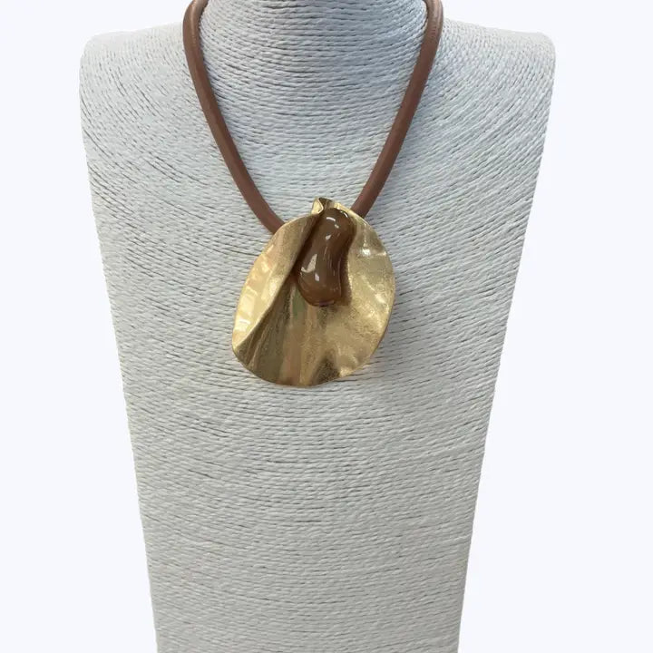Brown Stone Sculpture Necklace