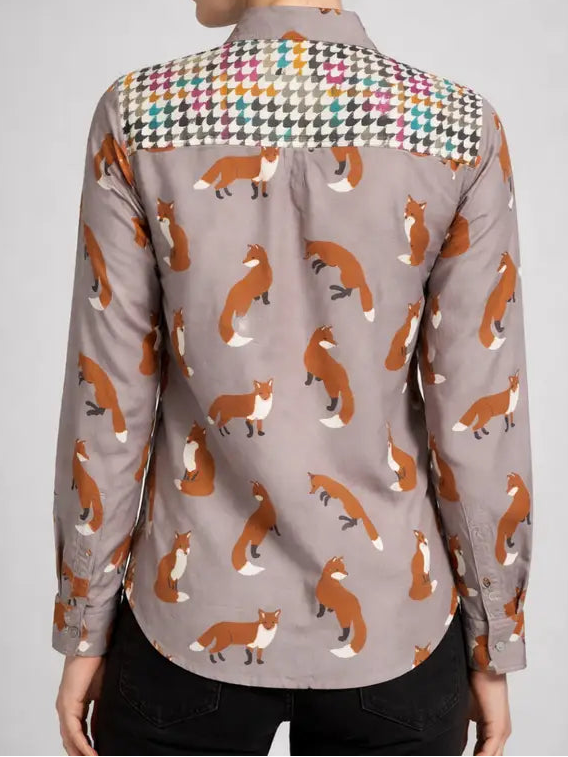 Fox Print Button Down Top
