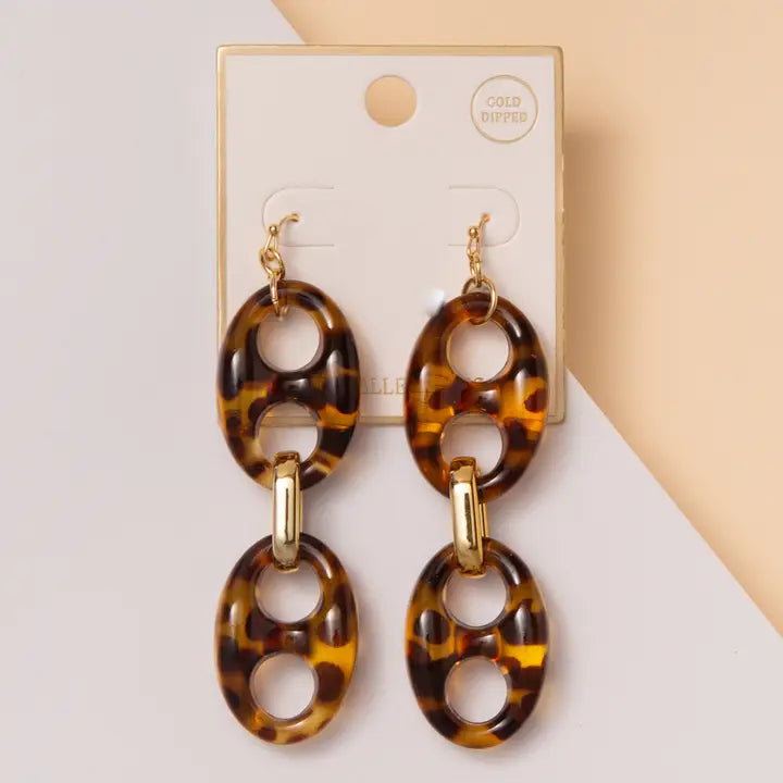 Gold Dipped Tortoise Dangle Earrings