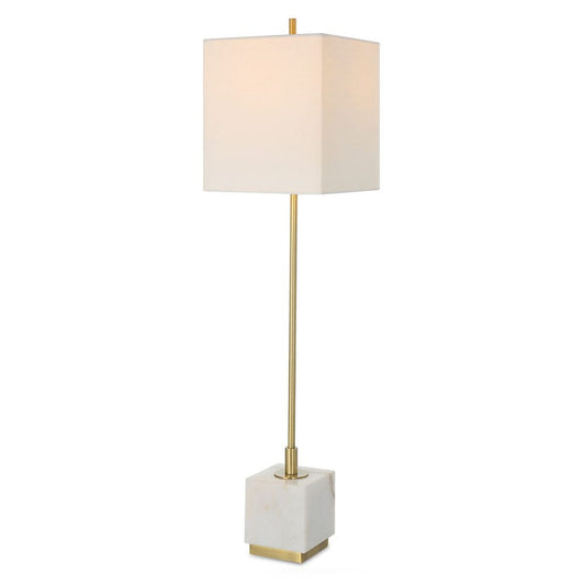 Square Gold Lamp w/ Marble Base 37"