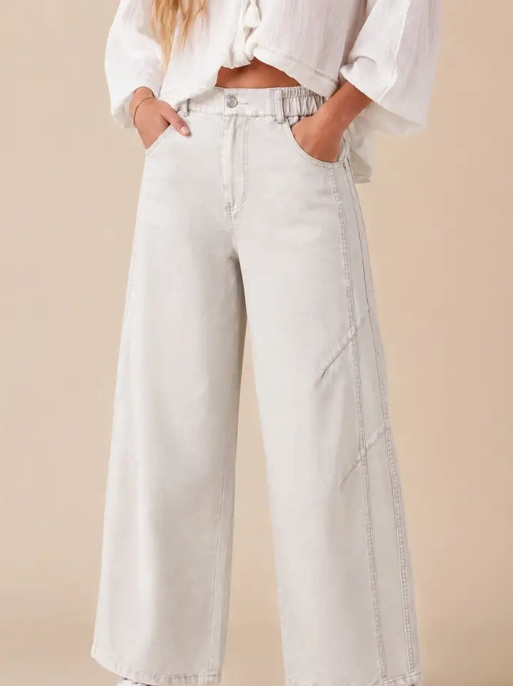 Pale Grey Straight Leg Jeans
