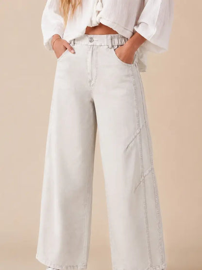 Pale Grey Straight Leg Jeans