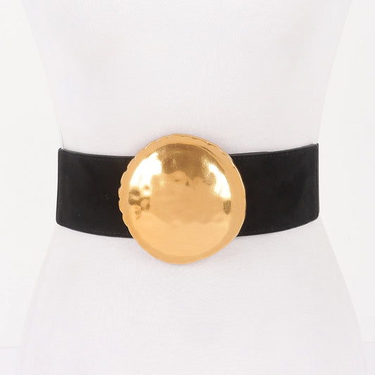 Black Elastic Gold Buckle Belt