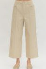 Tan Wide Leg Pintuck Jeans