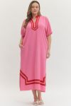 Plus Pink & Red Midi Dress