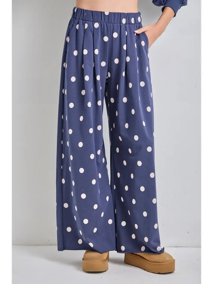 Plus Size Navy Polka Dot Lounge Pants
