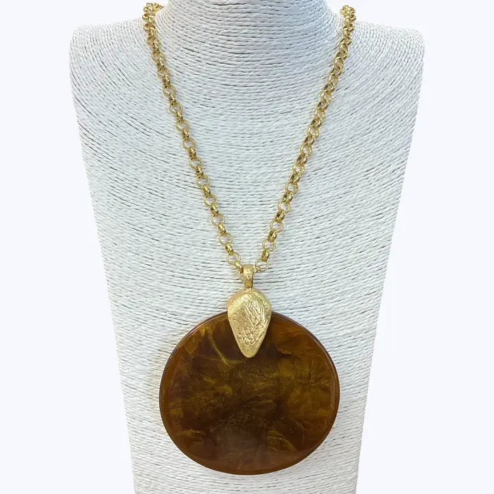 Oversized Disc Pendant Necklace