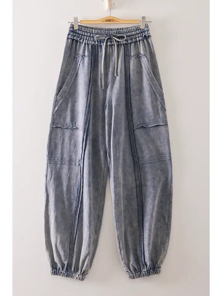 Vintage Denim Wash Jogger Pants