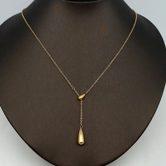 Gold Plated Double Teardrop Necklace