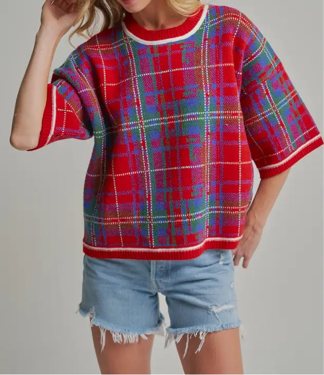 Red & Green Plaid Sweater