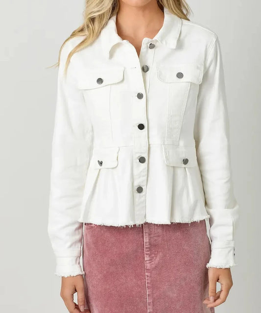 Ivory Washed Denim Jacket