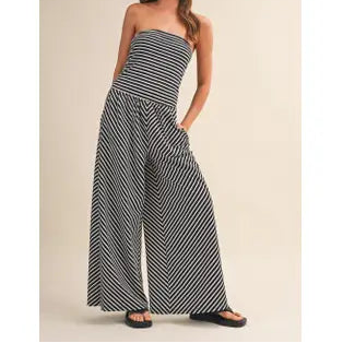 Black & White Stripe Jumpsuit