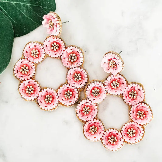 Pink Floral Earrings