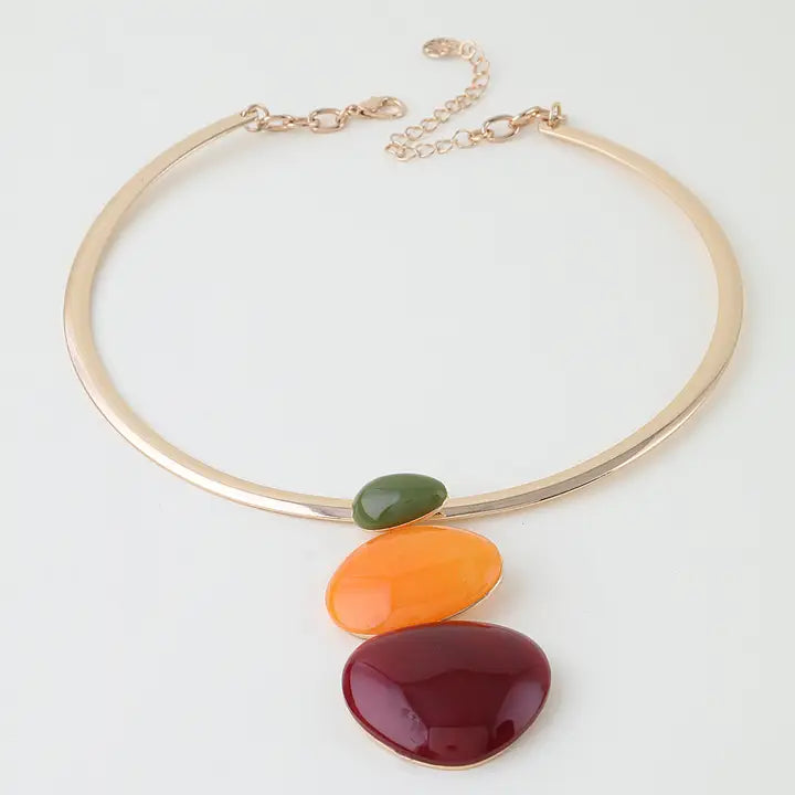 Multi Stone Drop Choker Necklace