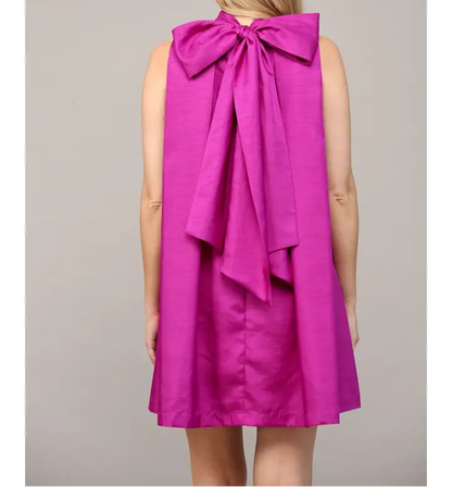Magenta Tie Back Halter Dress