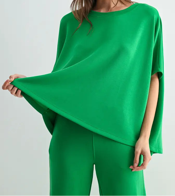 Plus Green Boatneck Top