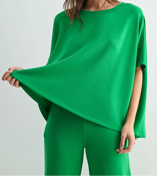 Plus Green Boatneck Top