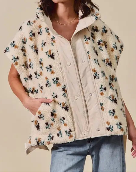 Floral Sherpa Vest