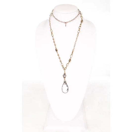 Gold Necklace w/Crystal Pendant