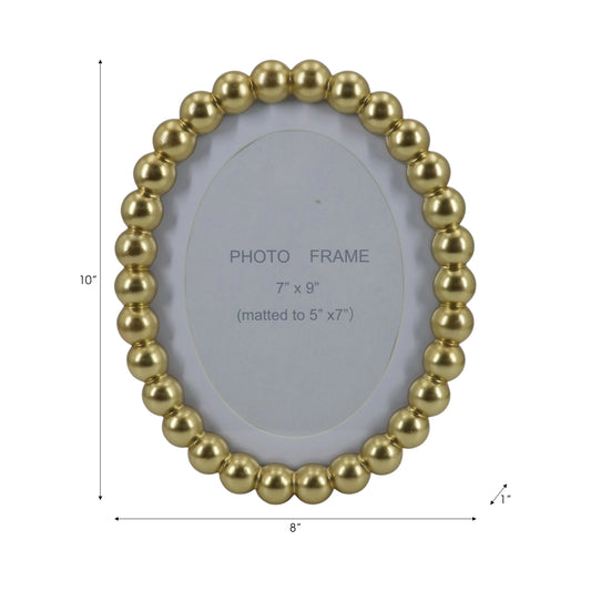 Round Gold Beaded Photo Frame