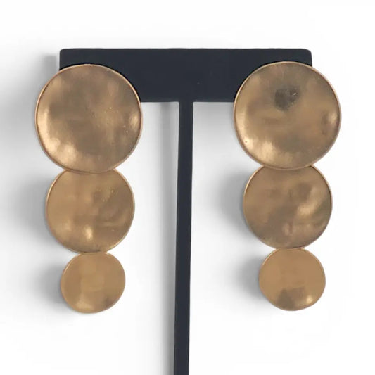 Gold Graduated Disc Earrings