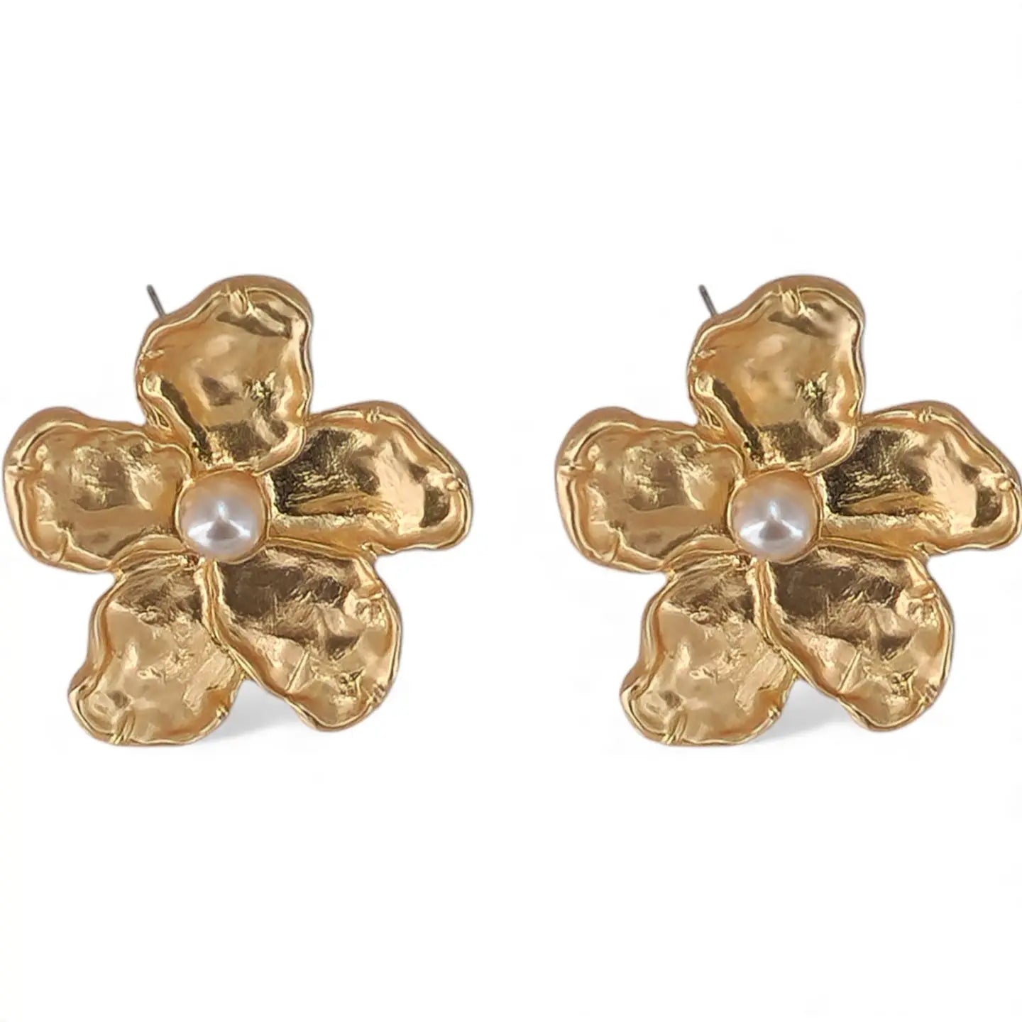 Gold Hibiscus Earrings