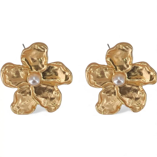 Gold Hibiscus Earrings