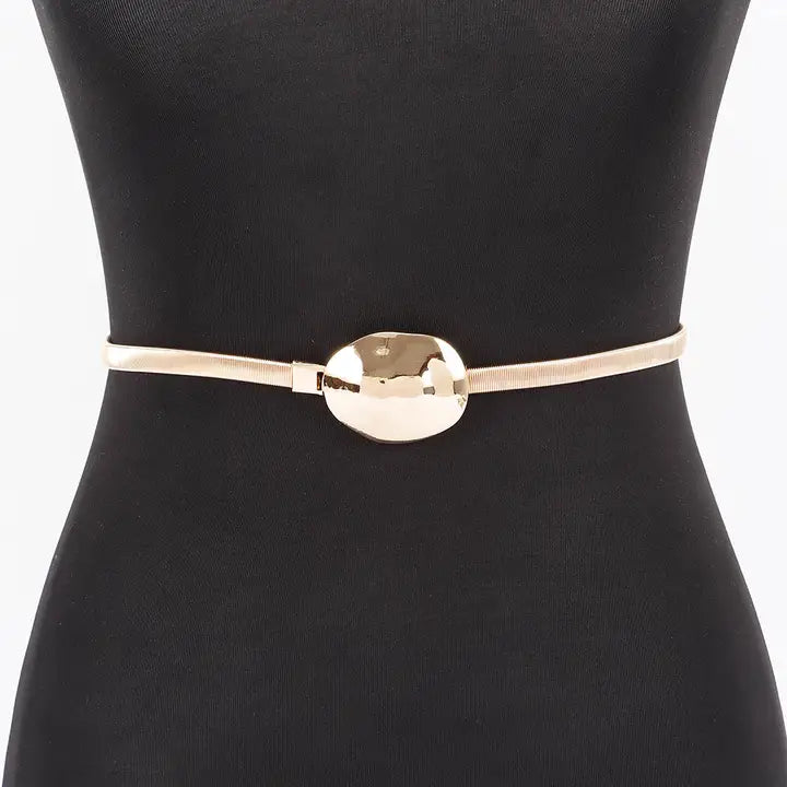 Gold Metal Buckle Wide Spring Belt