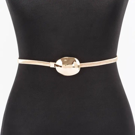 Gold Metal Buckle Wide Spring Belt